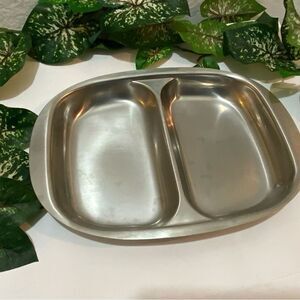 Vintage Mid Century CULTURA Sweden 18/8 Stainless Steel Divided Serving Dish B5